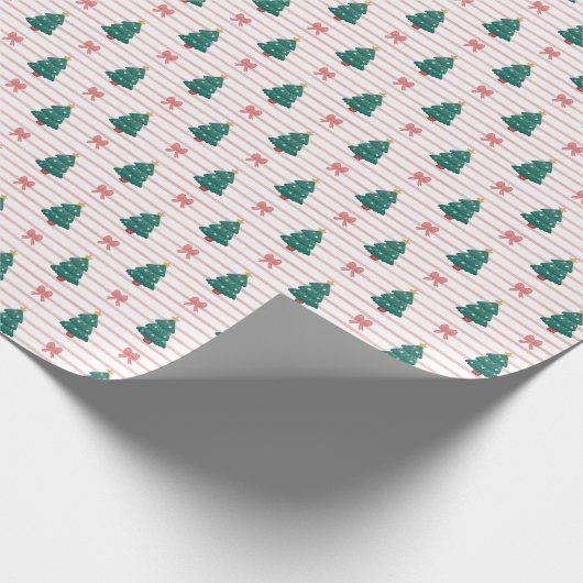 Striped Christmas Tree Pattern Wrapping Paper Roll Geschenkpapier (Ecke)