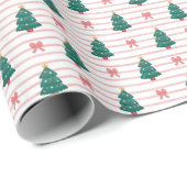 Striped Christmas Tree Pattern Wrapping Paper Roll Geschenkpapier (Rolleneckpunkt)