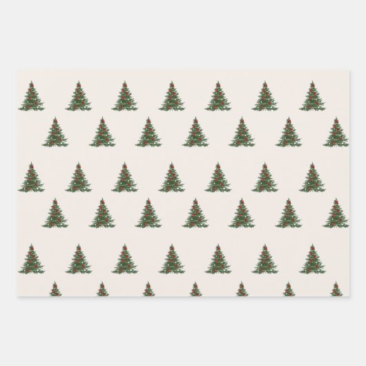 Striped Christmas Wrapping Paper, Pine Tree Geschenkpapier Set (Vorderseite 2)