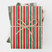 Striped Christmas Wrapping Paper, Pine Tree Geschenkpapier Set (Beispiel)