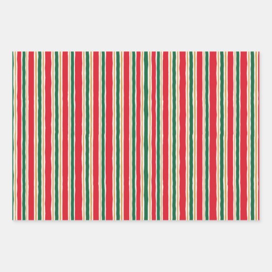 Striped Christmas Wrapping Paper, Pine Tree Geschenkpapier Set (Vorderseite)