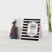 Striped Classic Abschluss Foto Einladung (Vorderseite)