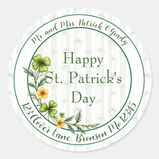 Striped Clovers Envelope Seal Runder Aufkleber (Vorderseite)