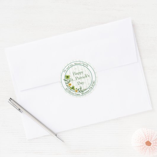 Striped Clovers Envelope Seal Runder Aufkleber (Umschlag)