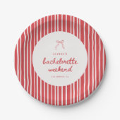 Striped Coquette Bow Bachelorette Weekend Pappteller (Vorderseite)