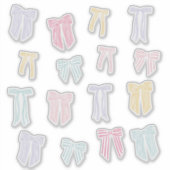 Striped Coquette Bows minz rosa gelbe Lila Aufkleber (Vorderseite)