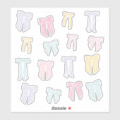 Striped Coquette Bows minz rosa gelbe Lila Aufkleber (Blatt)