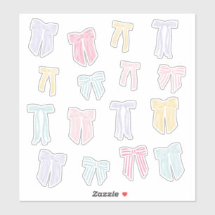 Striped Coquette Bows minz rosa gelbe Lila Aufkleber