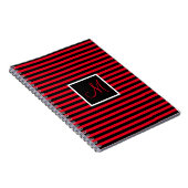 Striped Custom Initial Letter Red and Black Notizblock (Rechte Seite)