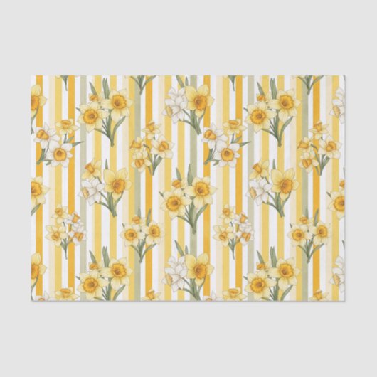 Striped Daffodil Floral Pattern (1) Seidenpapier (Vorderseite)
