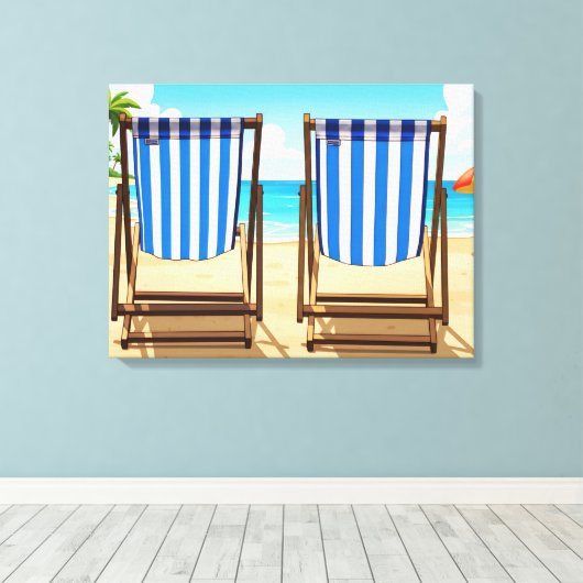 Striped deckchairs canvas print leinwanddruck (Insitu (Holzboden))