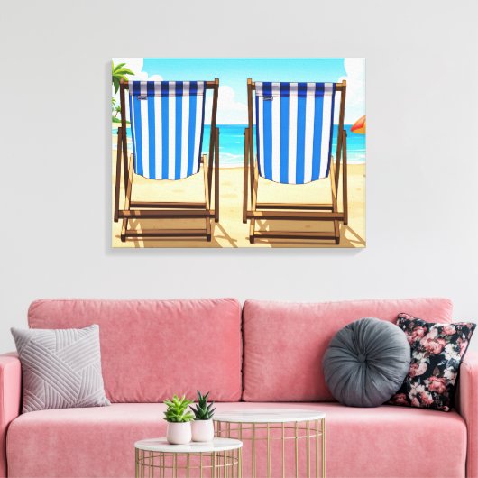 Striped deckchairs canvas print leinwanddruck (Insitu (Wohnzimmer))