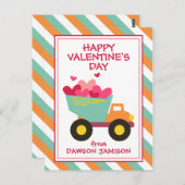 Striped Dump Truck Personalisiert Valentine Cards Postkarte (Vorne/Hinten)