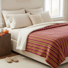 Striped Earth Color Blanket: Comfort and Natural Sherpadecke