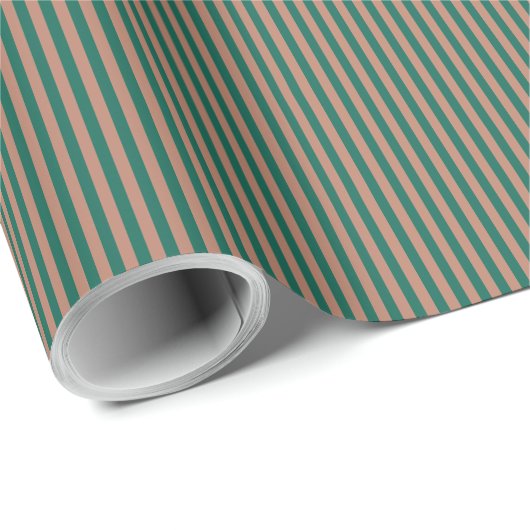 Striped Emerald Green Rose Gold Christmas Holiday Geschenkpapier (Rolleneckpunkt)
