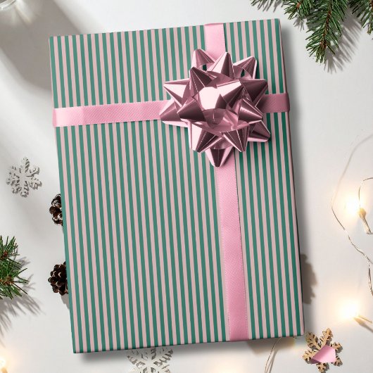 Striped Emerald Green Rose Gold Christmas Holiday Geschenkpapier