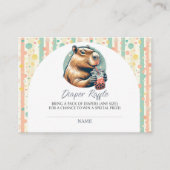 Striped Funny Capybara Baby Shower Diaper Raffle Begleitkarte (Vorderseite)