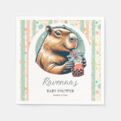 Striped Funny Capybara Personalized Baby Shower Serviette (Vorderseite)