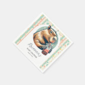Striped Funny Capybara Personalized Baby Shower Serviette (Ecke)