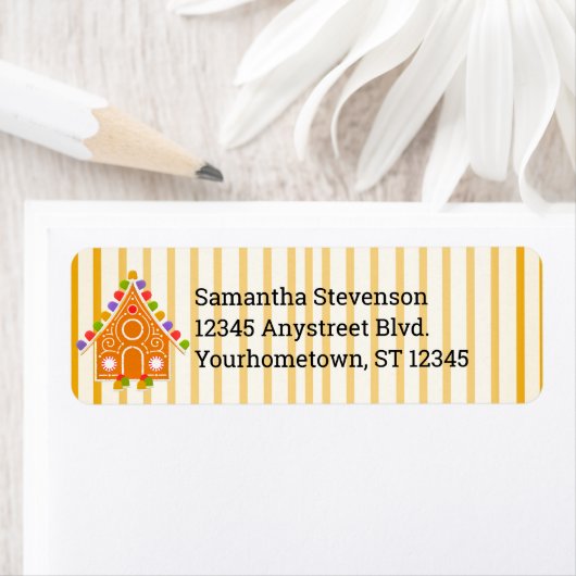 Striped Gingerbrot Candy Christmas Label (Insitu)