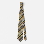 Striped Gold, Black, Silver Necktie Krawatte (Vorderseite)