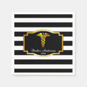 Striped Gold Caduceus Medical | Pflegemittel Absch Serviette (Vorderseite)