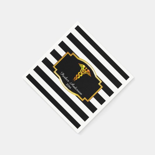 Striped Gold Caduceus Medical | Pflegemittel Absch Serviette (Ecke)