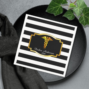 Striped Gold Caduceus Medical   Pflegemittel Absch Serviette