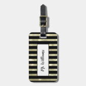 Striped Gold Mr. Luggage Tag Gepäckanhänger (Vorderseite vertikal)