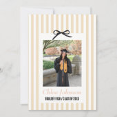  Striped Graduation Party Invitation With a Bow Einladung (Vorderseite)