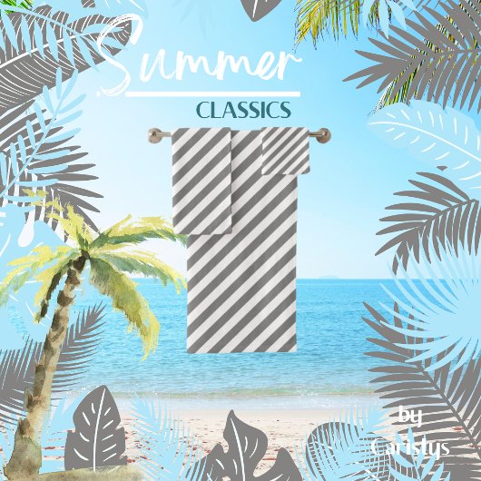 Striped grau badhandtuch set