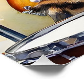 Striped Gray Tabby Cat Rock Star Gitarre spielen Poster (Ecke)