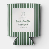 Striped Green Coquette Bow Bachelorette Weekend Dosenkühler (Vorderseite)