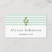Striped Green Herbalist Minimal Visitenkarte (Vorderseite)