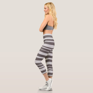 Striped Grey Summer Women's Clothing Capri Leggings