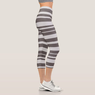 Striped Grey Summer Women's Clothing Capri Leggings