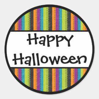 Striped Happy Halloween Runder Aufkleber