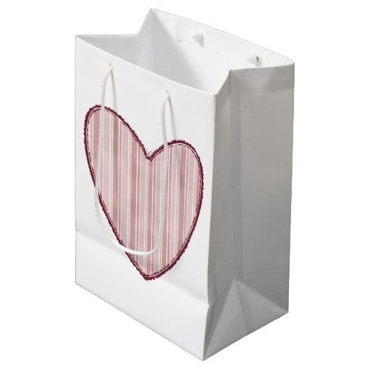 Striped Heart Mittlere Geschenktüte (Vorderseite Schrägansicht)