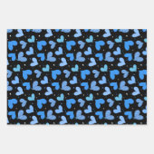 Striped Hearts Blue Geschenkpapier Set (Vorderseite)