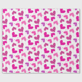 Striped Hearts Pink Geschenkpapier (Flach)