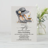Striped High Heel Shoes 80th Birthday Einladung (Stehend Vorderseite)