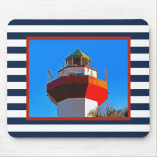 Striped Hilton Head Island Harbour Town Leuchtturm Mousepad