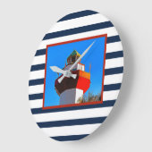 Striped Hilton Head Island Harbour Town Lighthouse Große Wanduhr (Winkel)