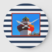 Striped Hilton Head Island Harbour Town Lighthouse Große Wanduhr (Vorderseite)