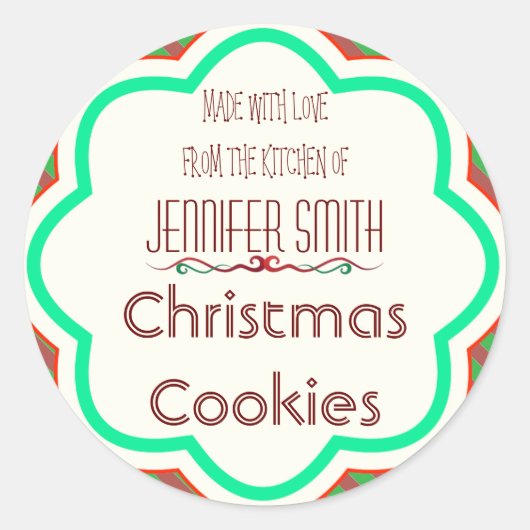 Striped Holiday Weihnachtsbäckerei Backkochswap Runder Aufkleber (Vorderseite)