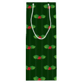 Striped Holly Berries Geschenktüte Für Weinflaschen (Rückseite)