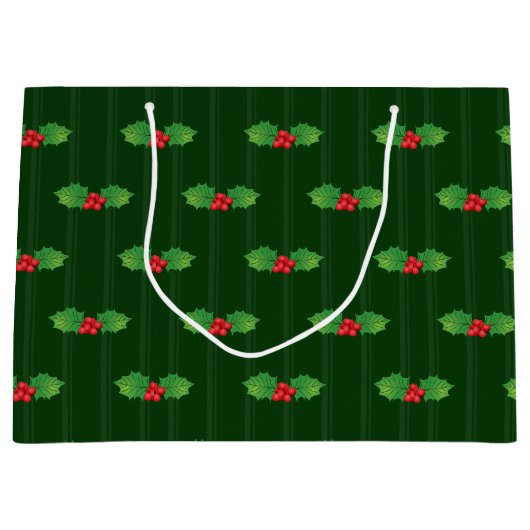 Striped Holly Berries Große Geschenktüte (Vorderseite)