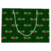Striped Holly Berries Große Geschenktüte (Rückseite)