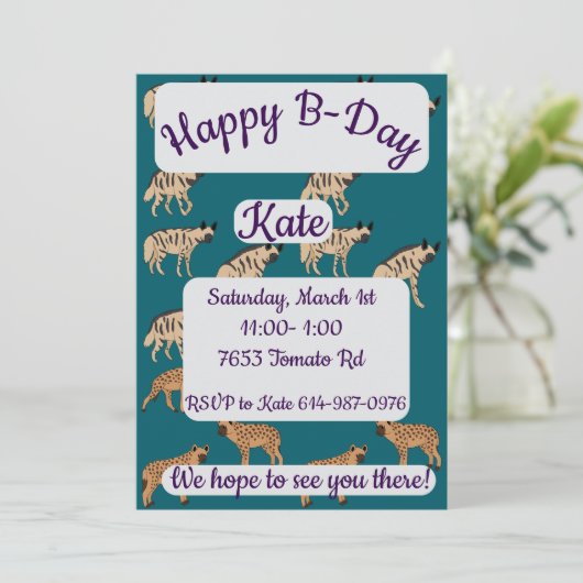 Striped Hyenas Happy Birthday Einladung (Stehend Vorderseite)