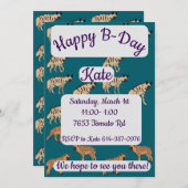 Striped Hyenas Happy Birthday Einladung (Vorne/Hinten)